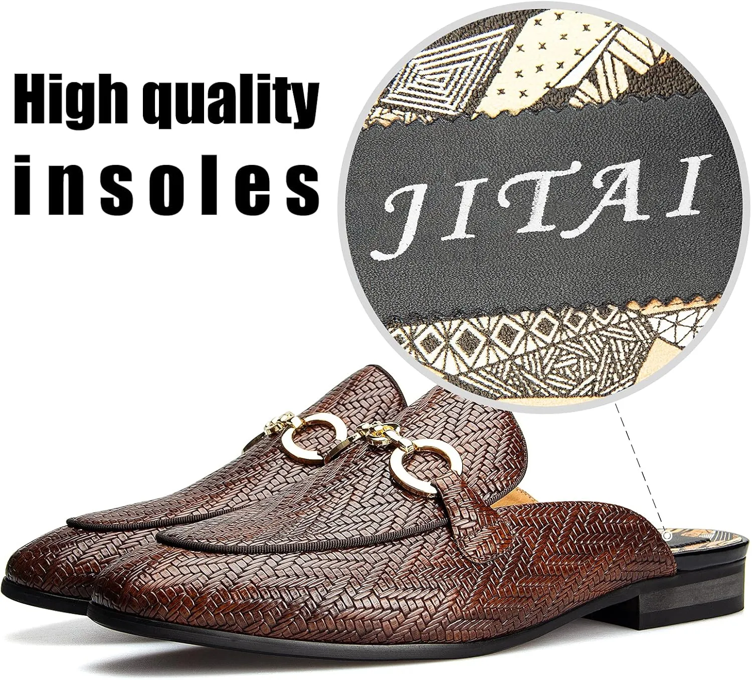 JITAI Men's Mules - Slip-On Loafers, Casual Half Loafers, Backless Sandals
