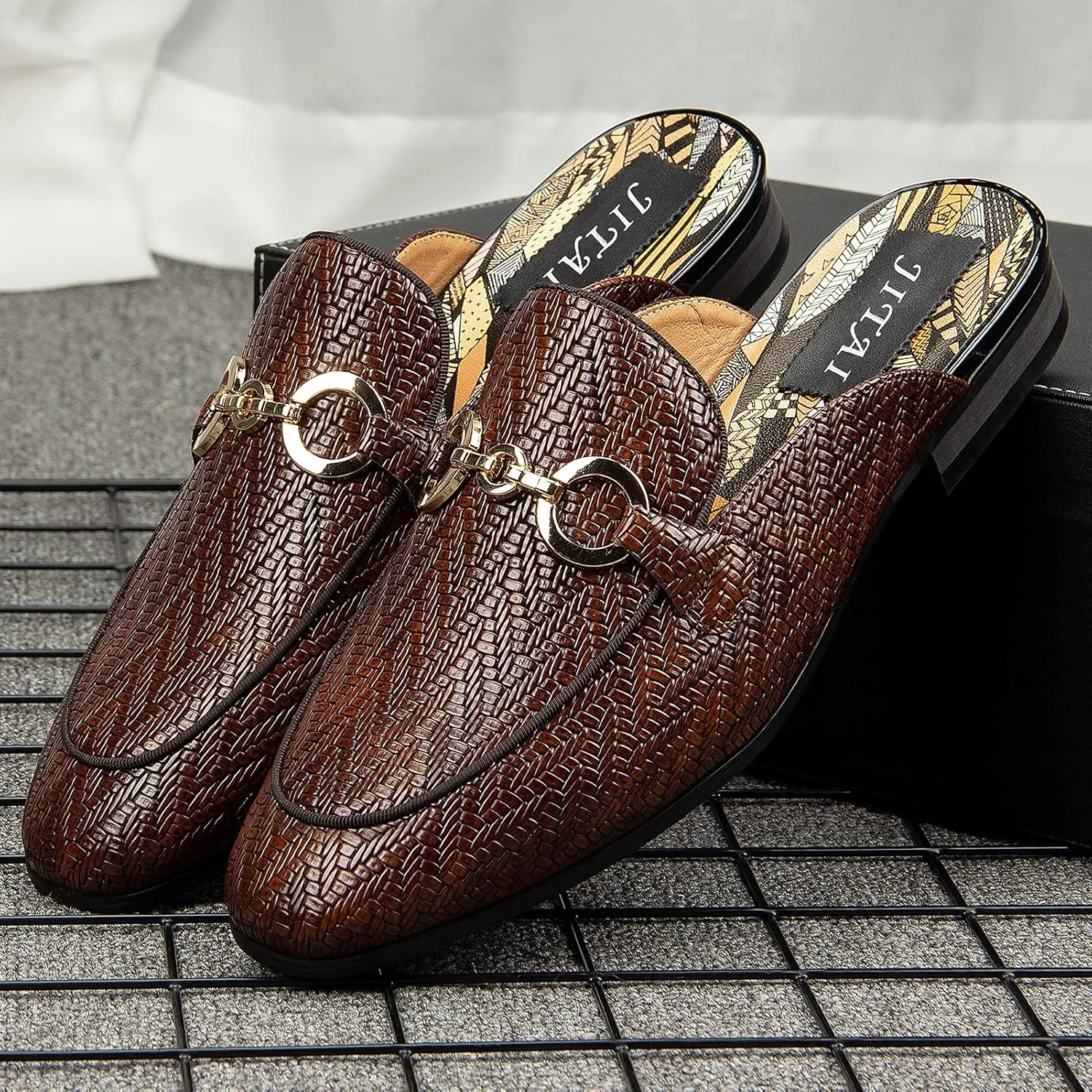 JITAI Men's Mules - Slip-On Loafers, Casual Half Loafers, Backless Sandals
