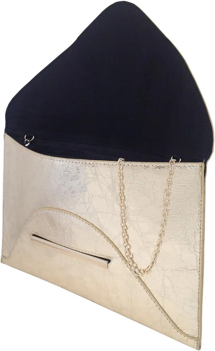 JNB Crushed Metallic Envelope Clutch