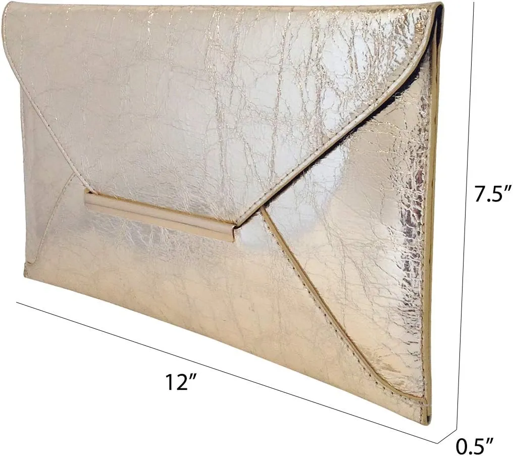 JNB Crushed Metallic Envelope Clutch