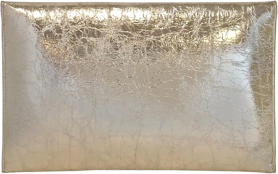 JNB Crushed Metallic Envelope Clutch