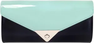 JNB Faux Patent Leather Color Block Clutch