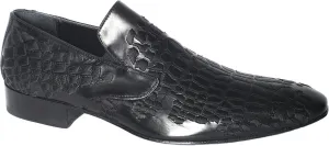 Jo Ghost3484BIS Embroidery Black Leather Slip on Shoes