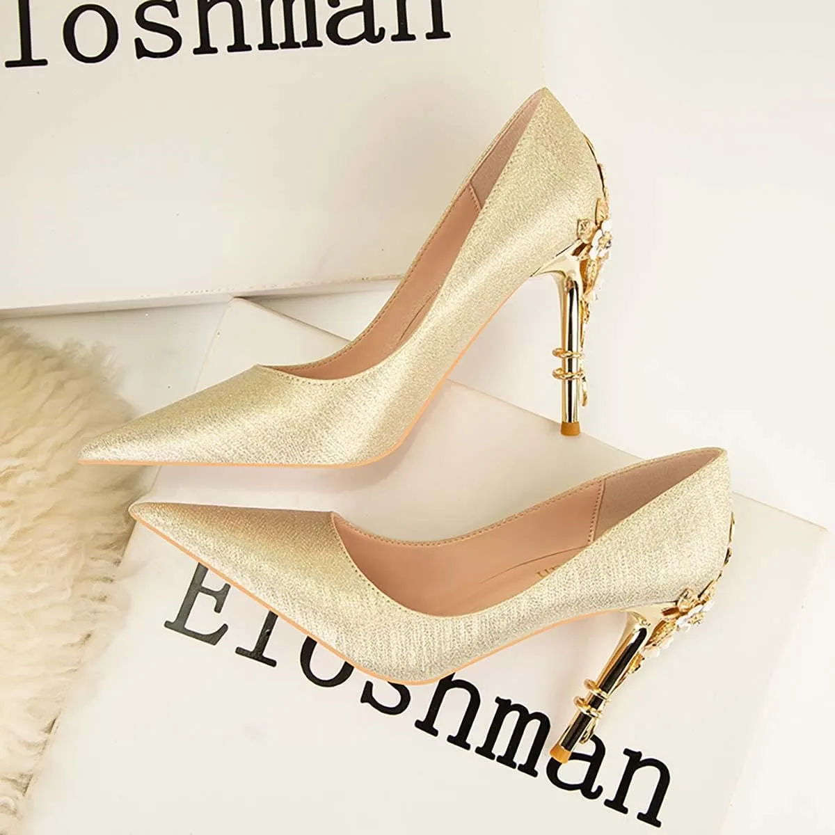 JOEupin Stiletto High Heel Shoes for Women Pointed Closed Toe Classic Slip On Dress Pumps