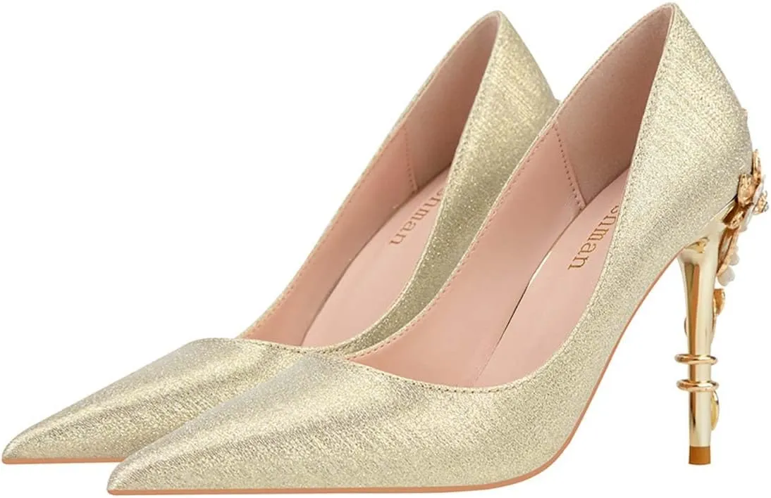JOEupin Stiletto High Heel Shoes for Women Pointed Closed Toe Classic Slip On Dress Pumps