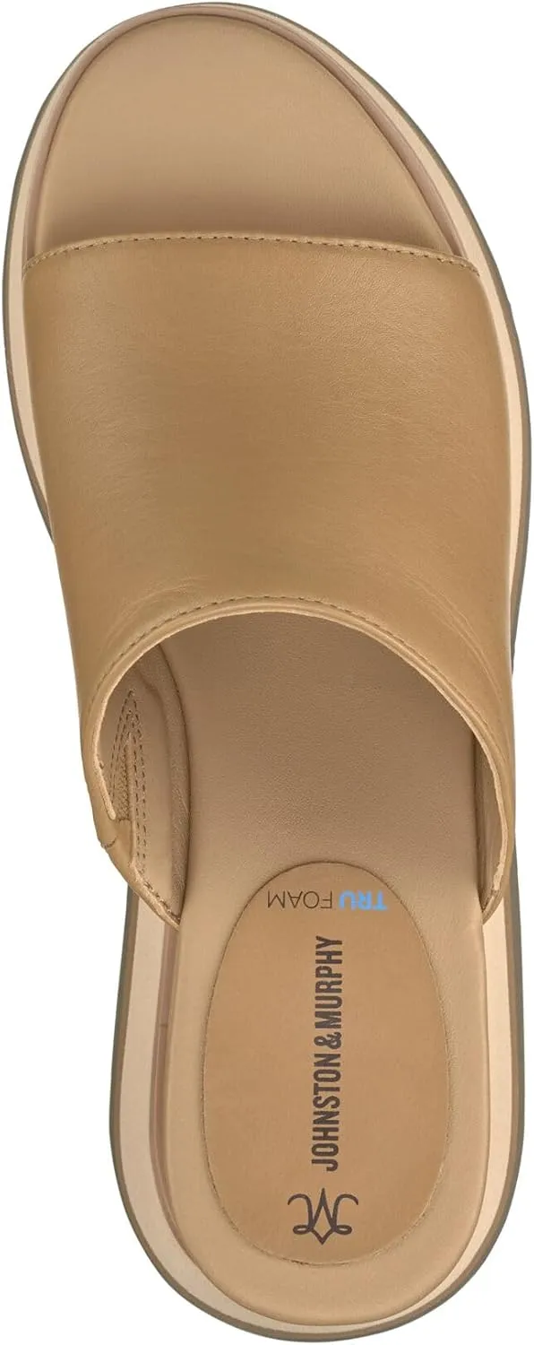 Johnston & Murphy Women’s Colleen Slides, Leather Platform Shoes for Women, Wedge Slide Sandals