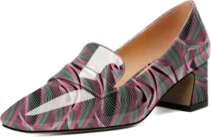 Joseywade Women Low Block Chunky Heels Pumps Slip On 2 Inch Square Toe Comfort Shoes