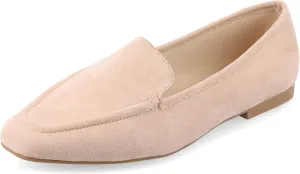 Journee Womens Suede Loafer Flat Square Toe Noticed Topline Padded Block Heel - Tullie Casual Dress Shoe