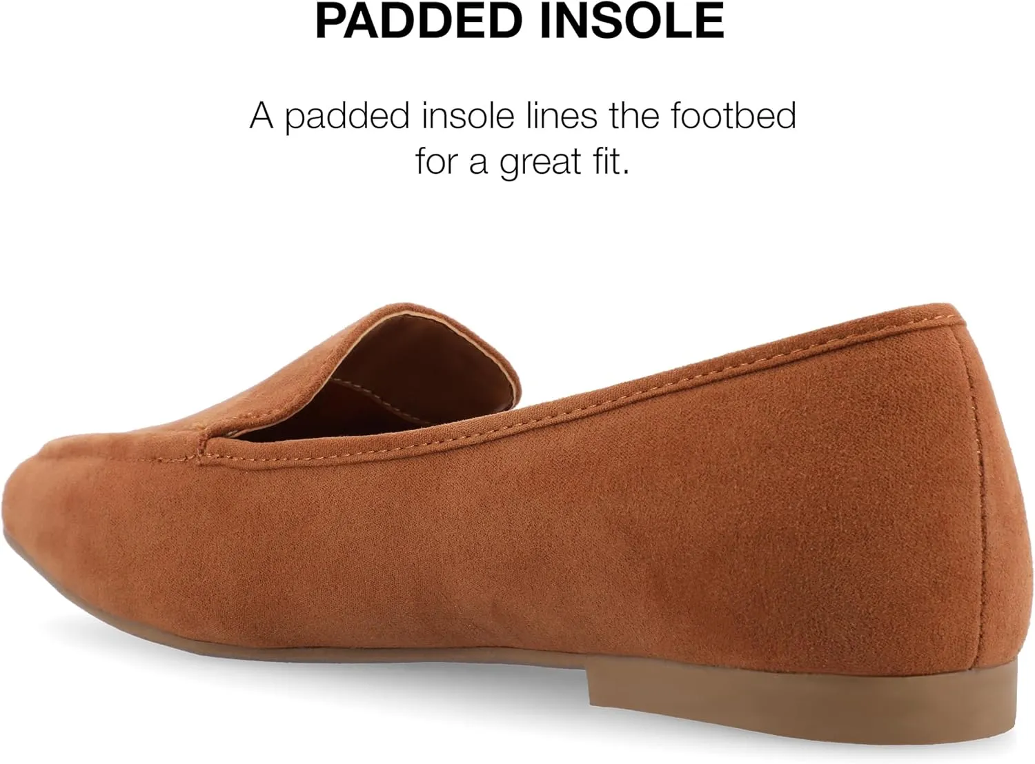 Journee Womens Suede Loafer Flat Square Toe Noticed Topline Padded Block Heel - Tullie Casual Dress Shoe