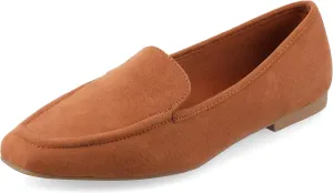 Journee Womens Suede Loafer Flat Square Toe Noticed Topline Padded Block Heel - Tullie Casual Dress Shoe