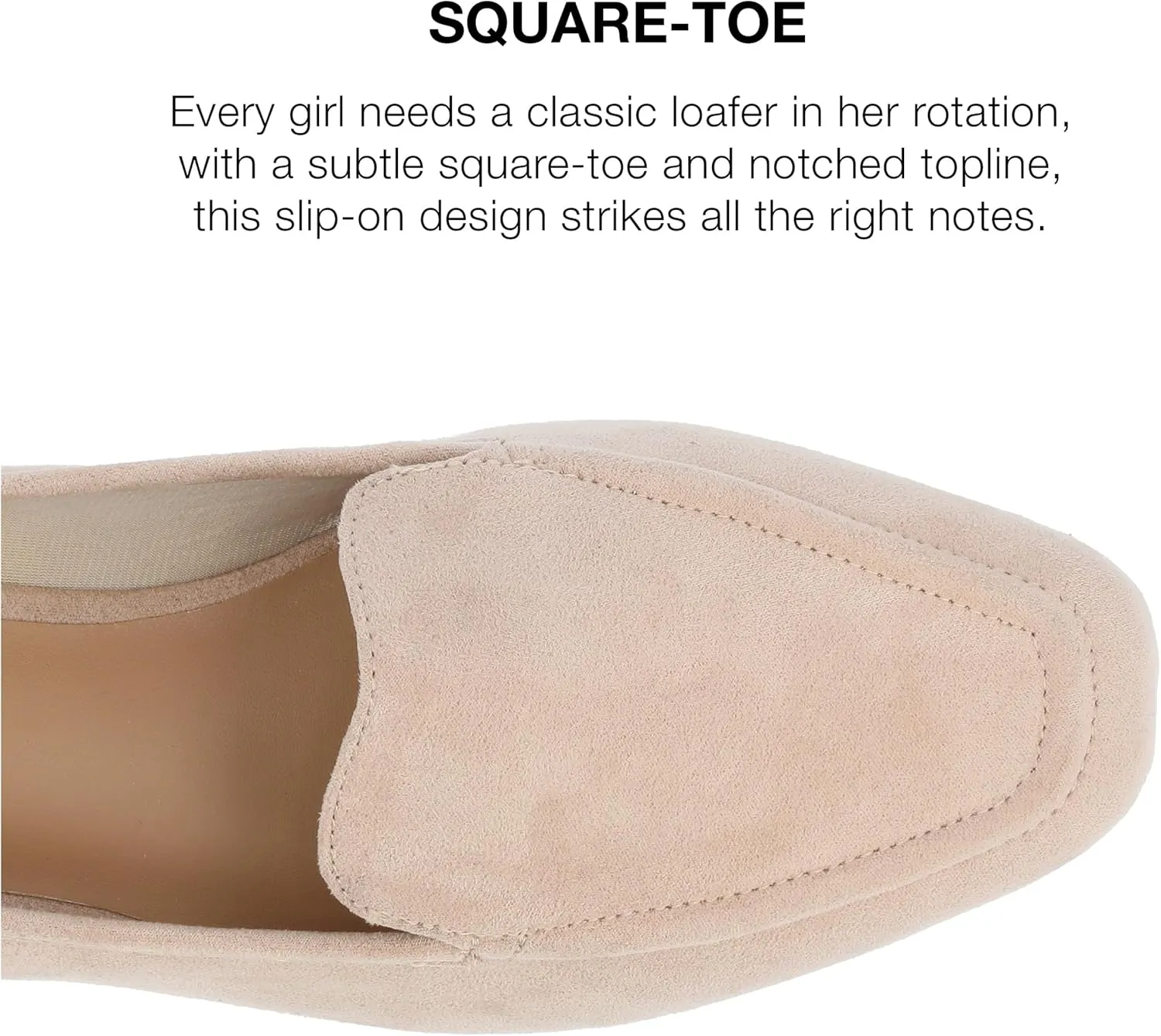 Journee Womens Suede Loafer Flat Square Toe Noticed Topline Padded Block Heel - Tullie Casual Dress Shoe