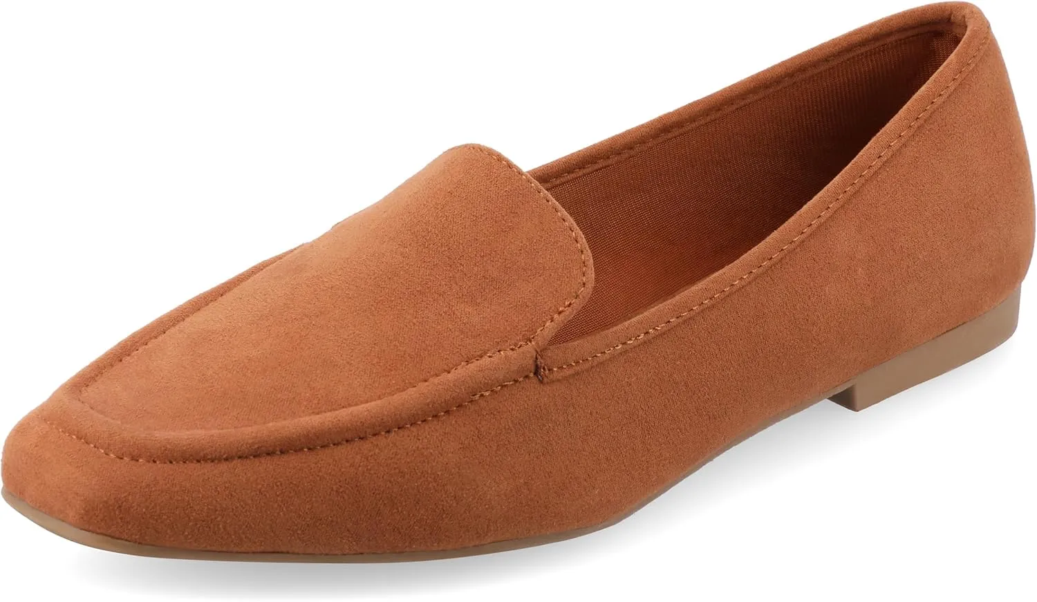 Journee Womens Suede Loafer Flat Square Toe Noticed Topline Padded Block Heel - Tullie Casual Dress Shoe