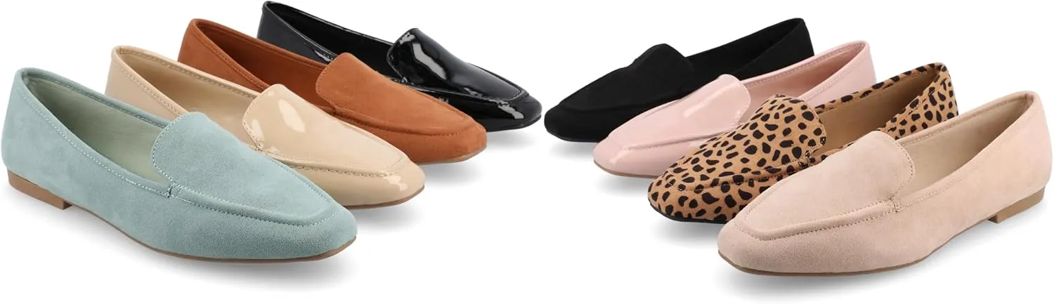 Journee Womens Suede Loafer Flat Square Toe Noticed Topline Padded Block Heel - Tullie Casual Dress Shoe