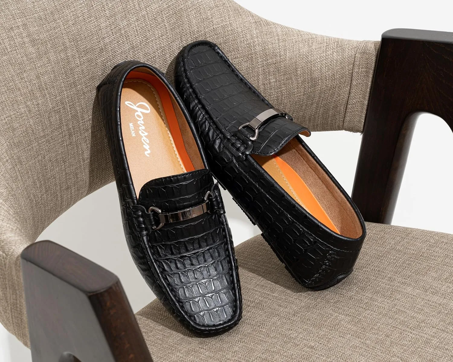 Jousen Men's Loafers Crocodile Printed Casual Mens Slip On Shoes