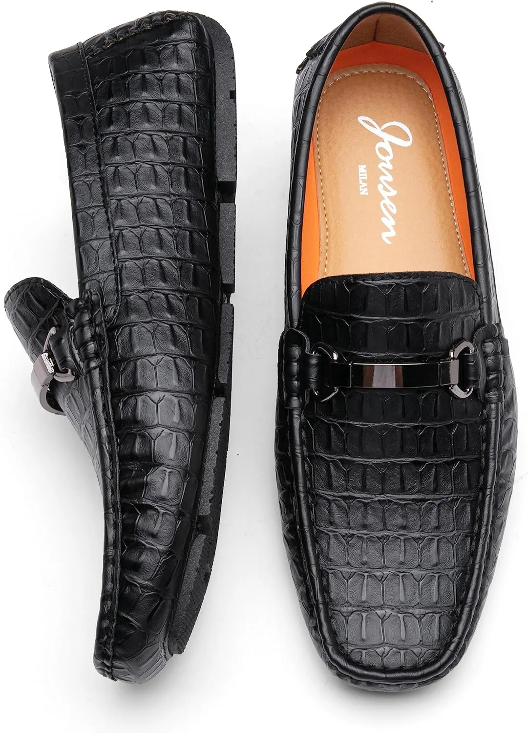 Jousen Men's Loafers Crocodile Printed Casual Mens Slip On Shoes