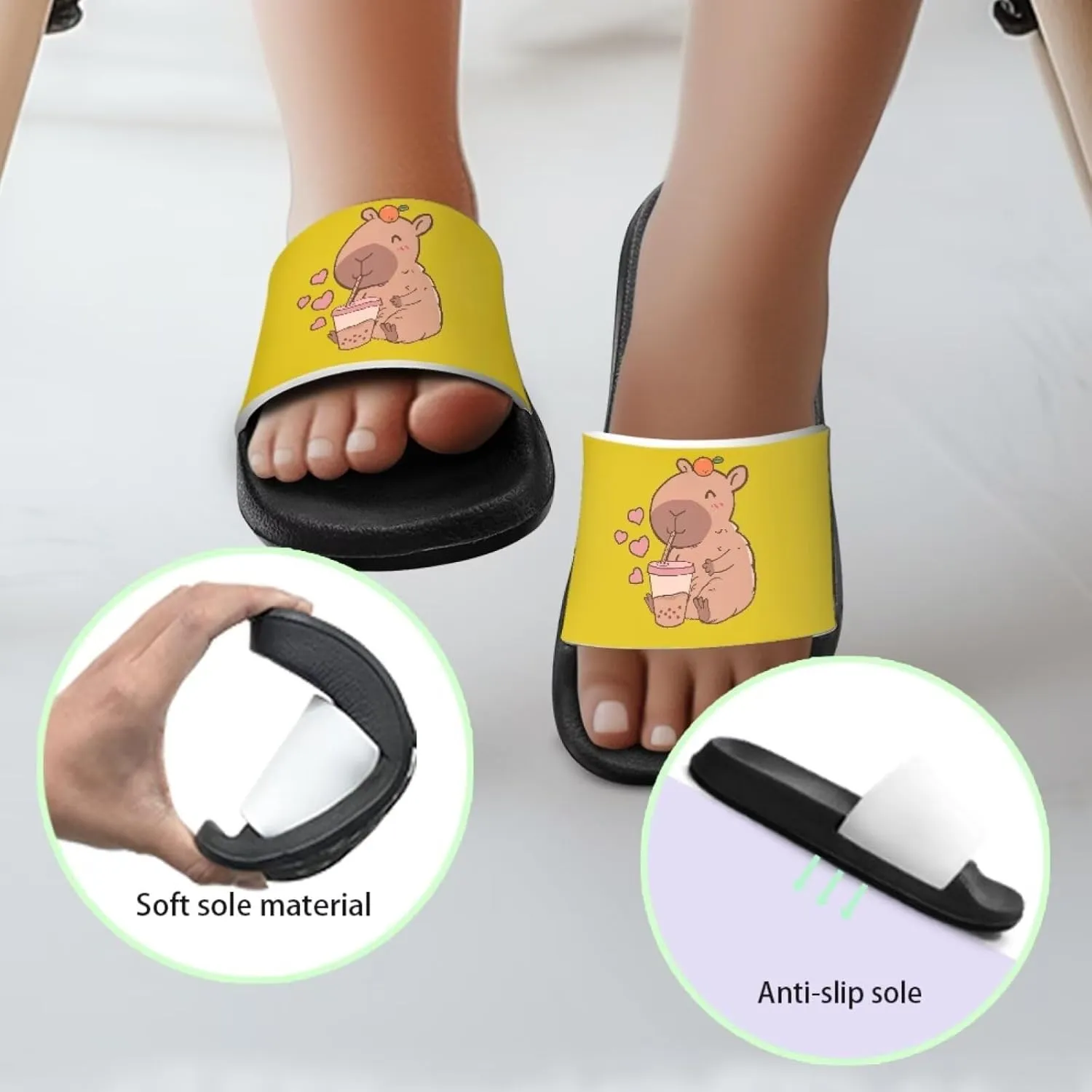JoyLamoria Animal Print Sandals House Slides Children's Cozy Pillow Slippers Soft Cushioned Lightweight Summer Fashionable