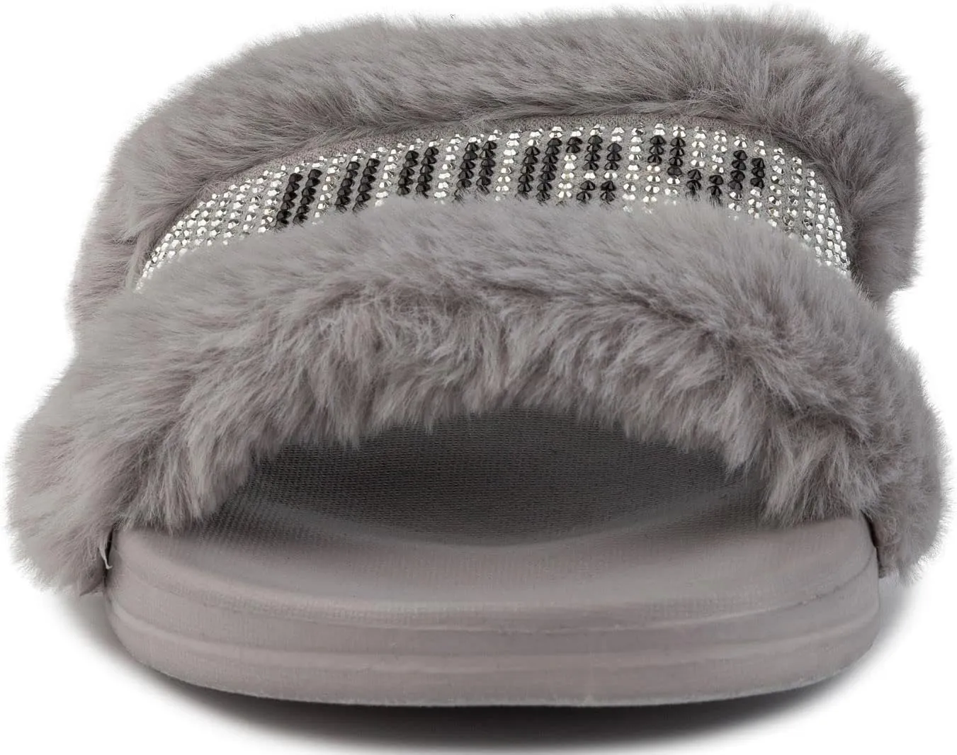 Juicy Couture Women's Fashionable Faux Fur Slide Sandals, Cozy Slip-On with EVA Sole for Indoor & Outdoor Slip-On