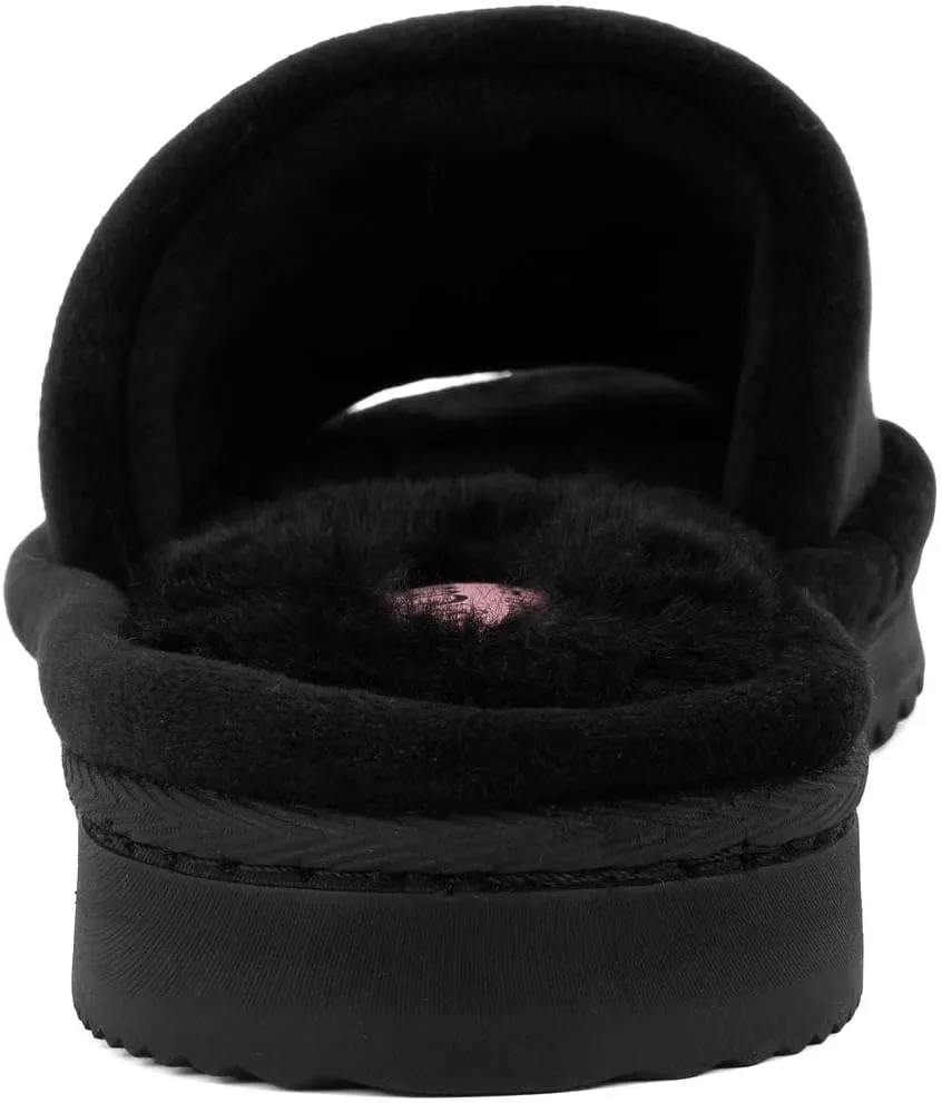 Juicy Couture Women's Faux Fur Slide Sandal Slippers, Open Toe, Comfortable Indoor Outdoor House Shoes