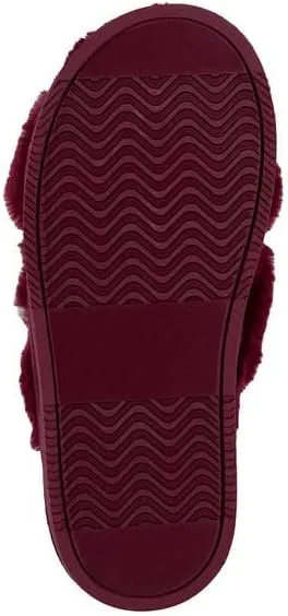 Juicy Couture Women's Faux Fur Slide Sandal Slippers, Open Toe, Comfortable Indoor Outdoor House Shoes