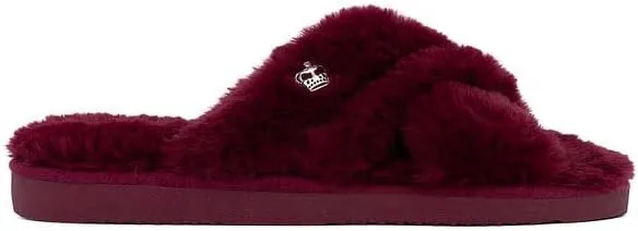 Juicy Couture Women's Faux Fur Slide Sandal Slippers, Open Toe, Comfortable Indoor Outdoor House Shoes