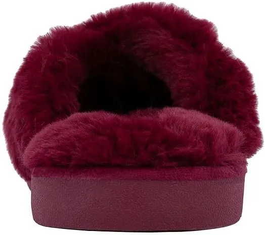 Juicy Couture Women's Faux Fur Slide Sandal Slippers, Open Toe, Comfortable Indoor Outdoor House Shoes