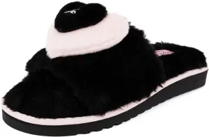 Juicy Couture Women's Faux Fur Slide Sandal Slippers, Open Toe, Comfortable Indoor Outdoor House Shoes