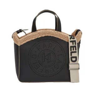 KARL LAGERFELD K/CIRCLE SHEARLING TOTE BAG