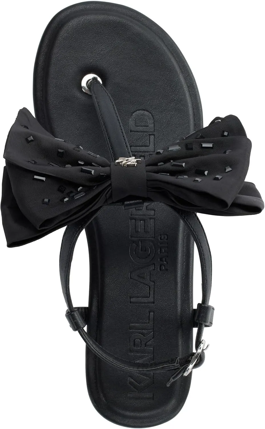 Karl Lagerfeld Paris Women's Cushioned Insole Everyday Cristi Bow-Flat Womes's Sandals Slide