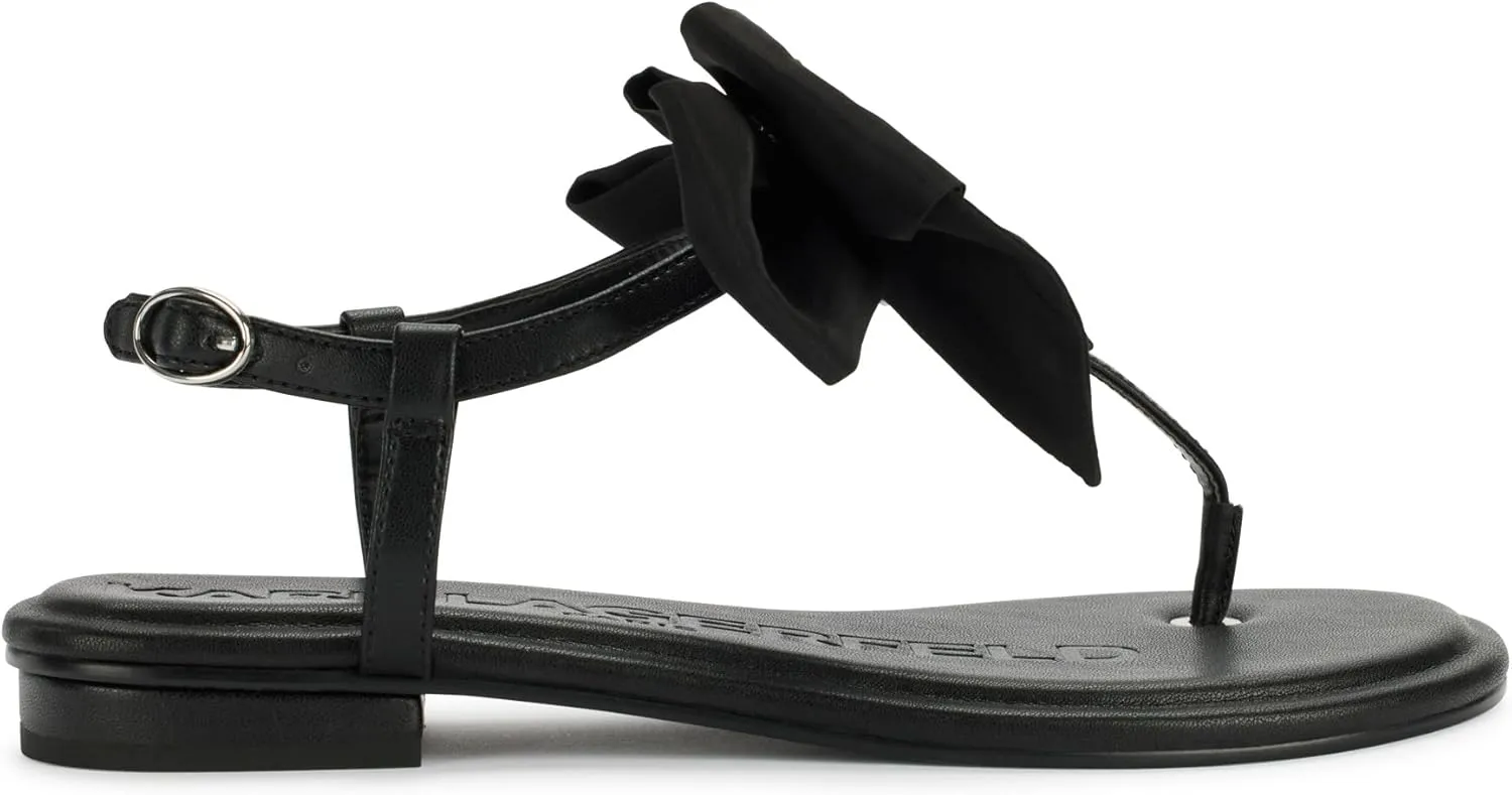 Karl Lagerfeld Paris Women's Cushioned Insole Everyday Cristi Bow-Flat Womes's Sandals Slide