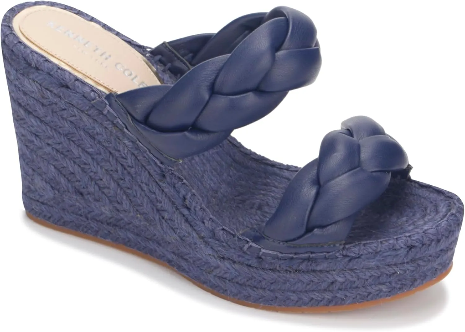 Kenneth Cole Women's Olivia Braid Wedge Sandal, Marine, 9