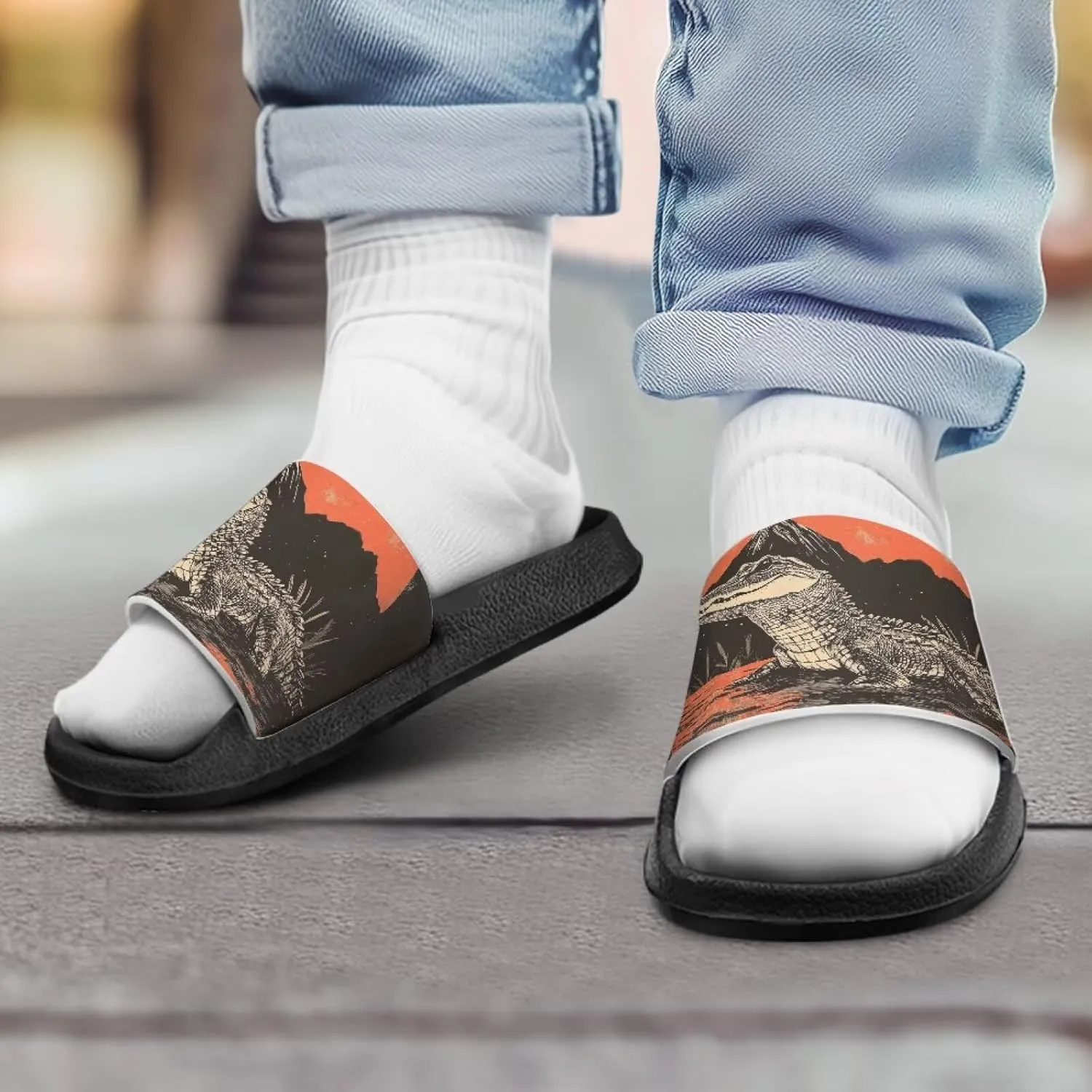 Kids Slides Boys Shower Slippers Slip on Slide Sandals Non-slip Cushioned Sole Summer Beach Pool Shoes（Little Kids - Big Kids）