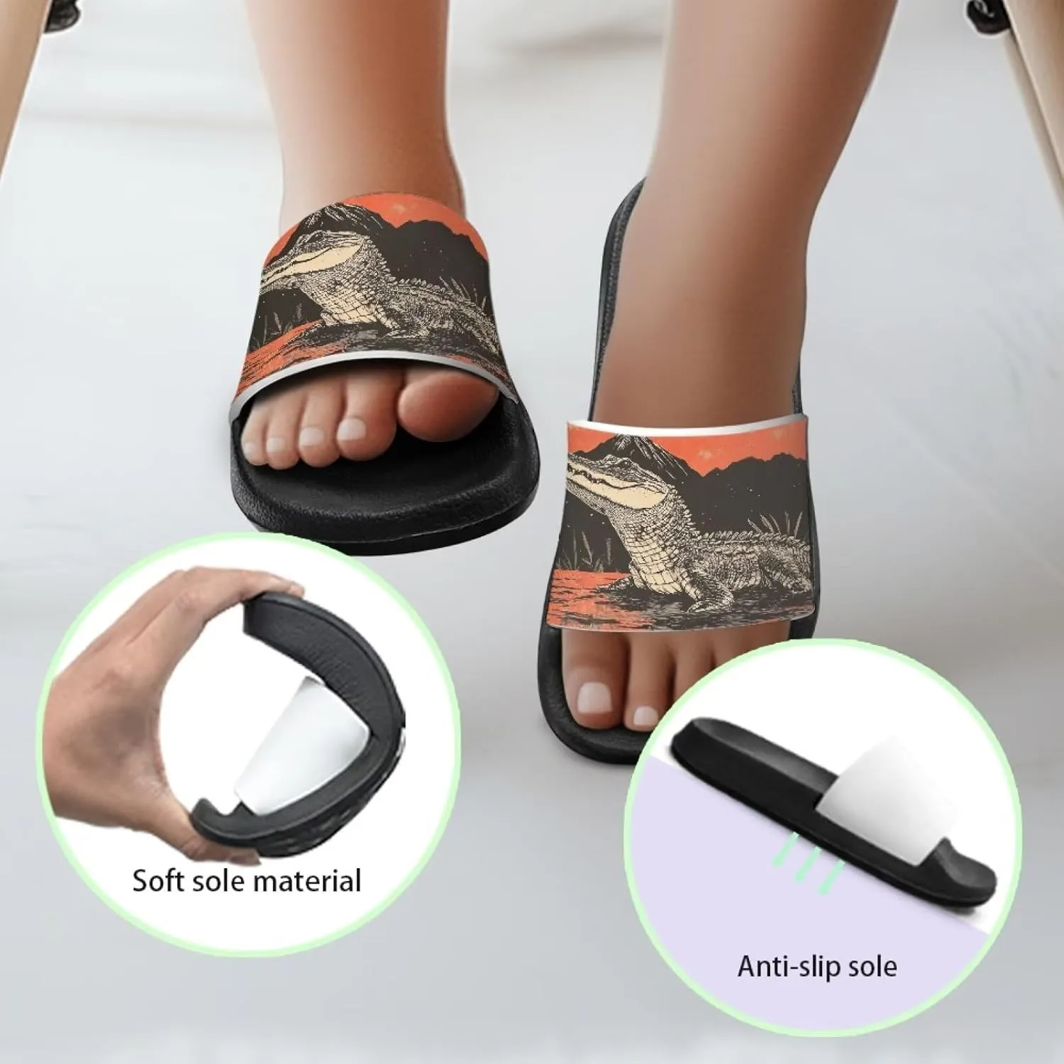 Kids Slides Boys Shower Slippers Slip on Slide Sandals Non-slip Cushioned Sole Summer Beach Pool Shoes（Little Kids - Big Kids）