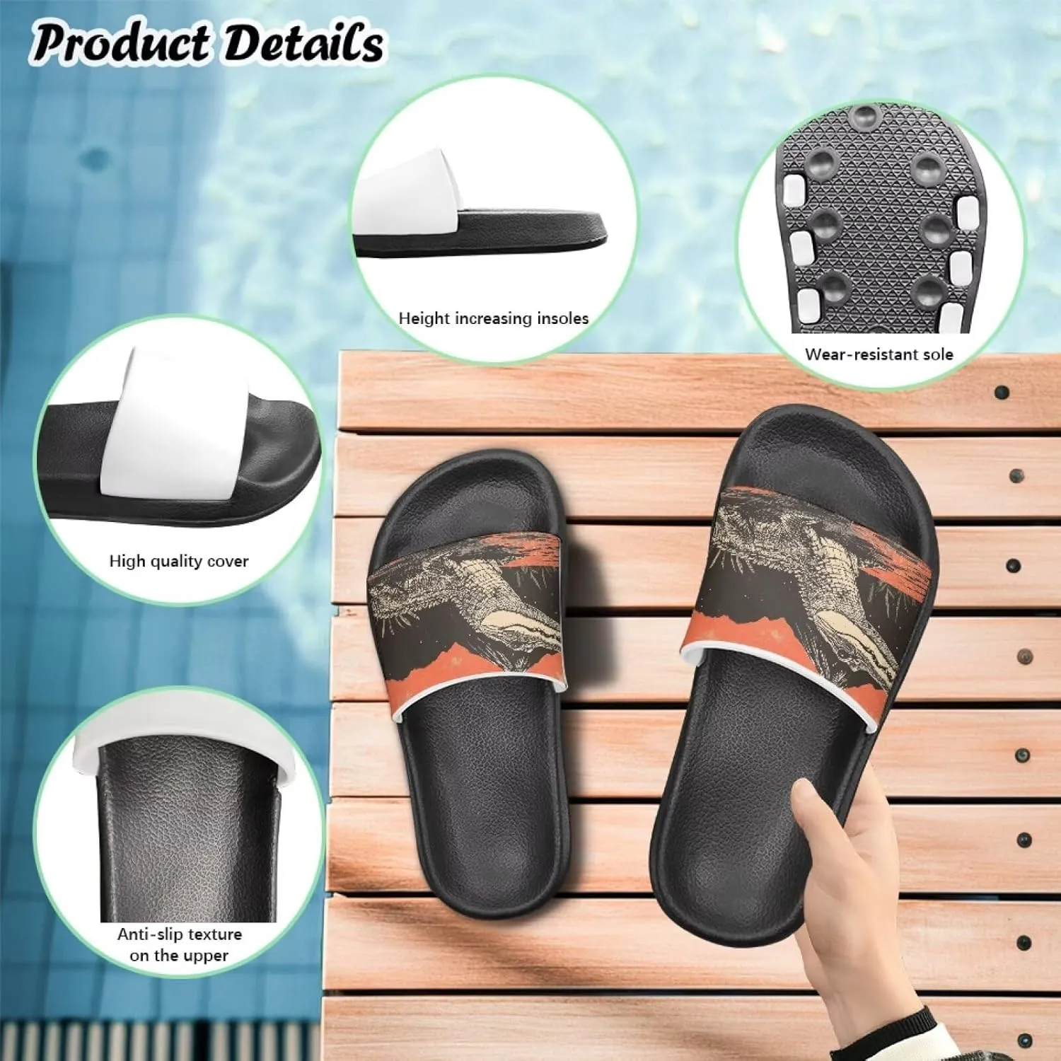 Kids Slides Boys Shower Slippers Slip on Slide Sandals Non-slip Cushioned Sole Summer Beach Pool Shoes（Little Kids - Big Kids）