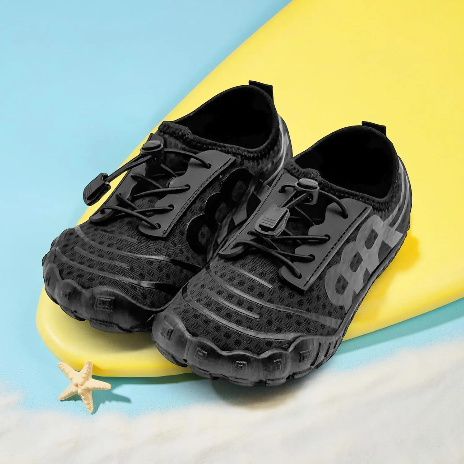 Kids Water Shoes Boys Girls Quick-Dry Beach Lightweight Toddler Barefoot Shoes Slip On Soft Walking Sneakers for Swim Beach Pool Black