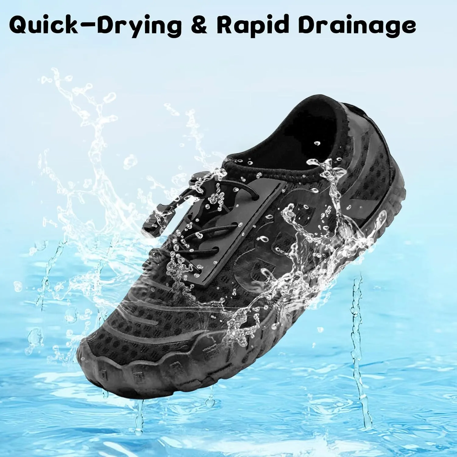 Kids Water Shoes Boys Girls Quick-Dry Beach Lightweight Toddler Barefoot Shoes Slip On Soft Walking Sneakers for Swim Beach Pool Black