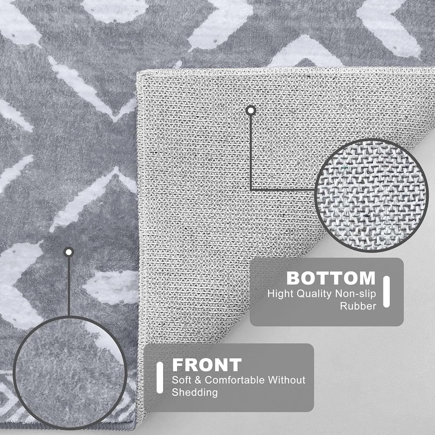 KILOCOCO Kitchen Runner Rug 2x6 Washable Runner Rug Soft Hallway Runners Non Slip Printed Distressed Laundry Room Rugs, Low-Pile Runners for Entryway Bedroom Living Room, Dark Grey