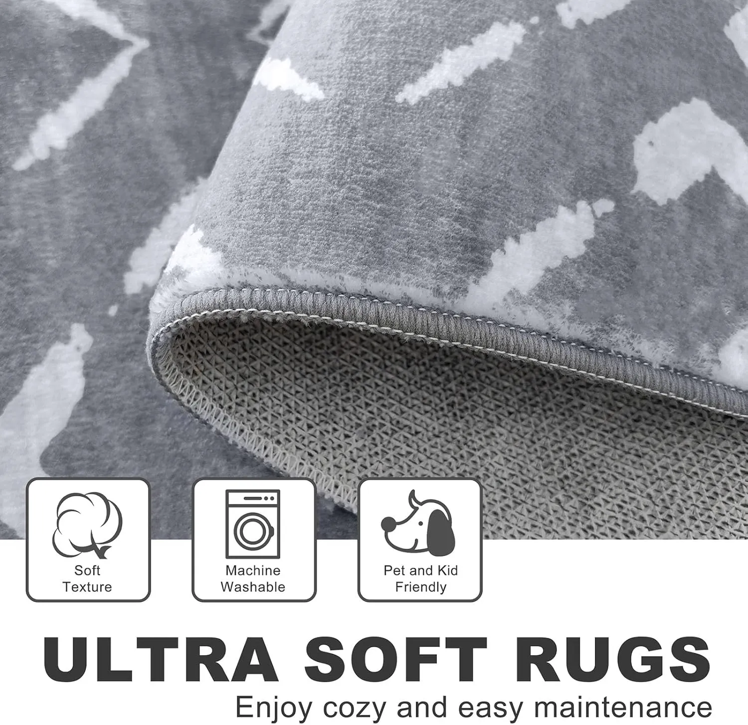 KILOCOCO Kitchen Runner Rug 2x6 Washable Runner Rug Soft Hallway Runners Non Slip Printed Distressed Laundry Room Rugs, Low-Pile Runners for Entryway Bedroom Living Room, Dark Grey