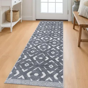 KILOCOCO Kitchen Runner Rug 2x6 Washable Runner Rug Soft Hallway Runners Non Slip Printed Distressed Laundry Room Rugs, Low-Pile Runners for Entryway Bedroom Living Room, Dark Grey