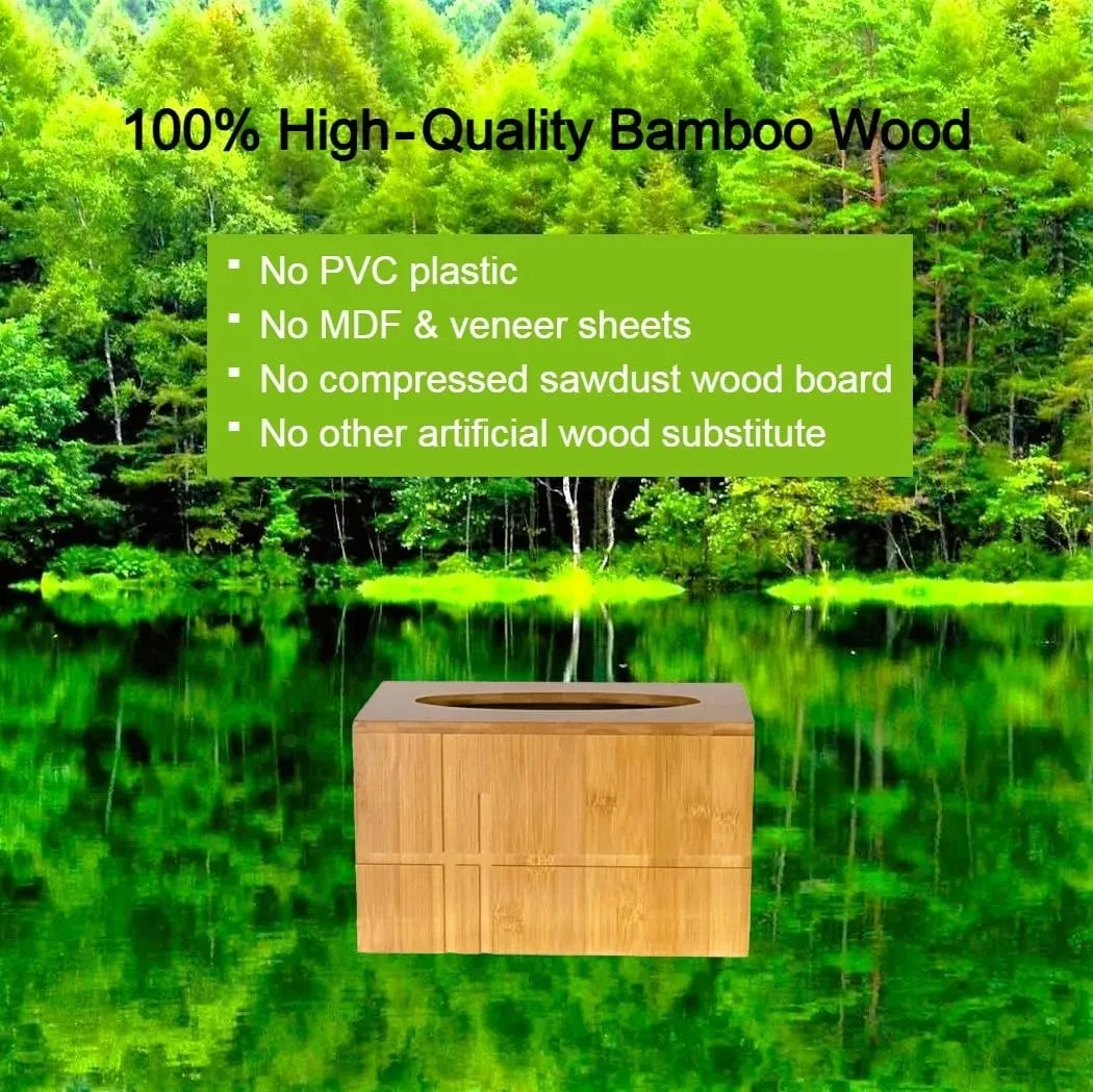 Kleenex Hand Towels (11268, 01701) POP-UP Box Cover - Natural Bamboo Wood - Chic Midcentury Design for Home or Office