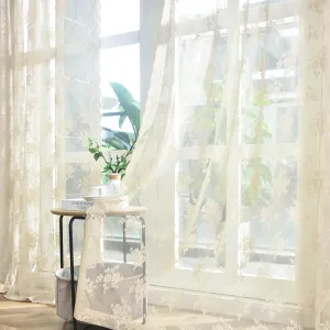 Kotile Beige Lace Curtains 84 Inches Long, 2 Panels Country Rustic Floral Vintage Beige Sheer Curtains for Living Room, Rod Pocket Privacy Light Filtering Window Curtain Drapes, 52 x 84 Inch