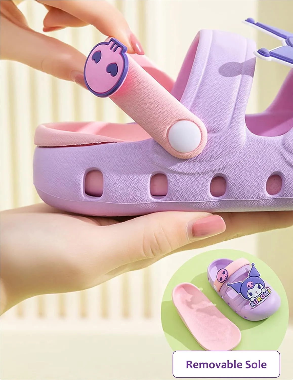 Kuromi & Skull Clogs Slip on Water Shoes Casual Summer for Girls Kids Children