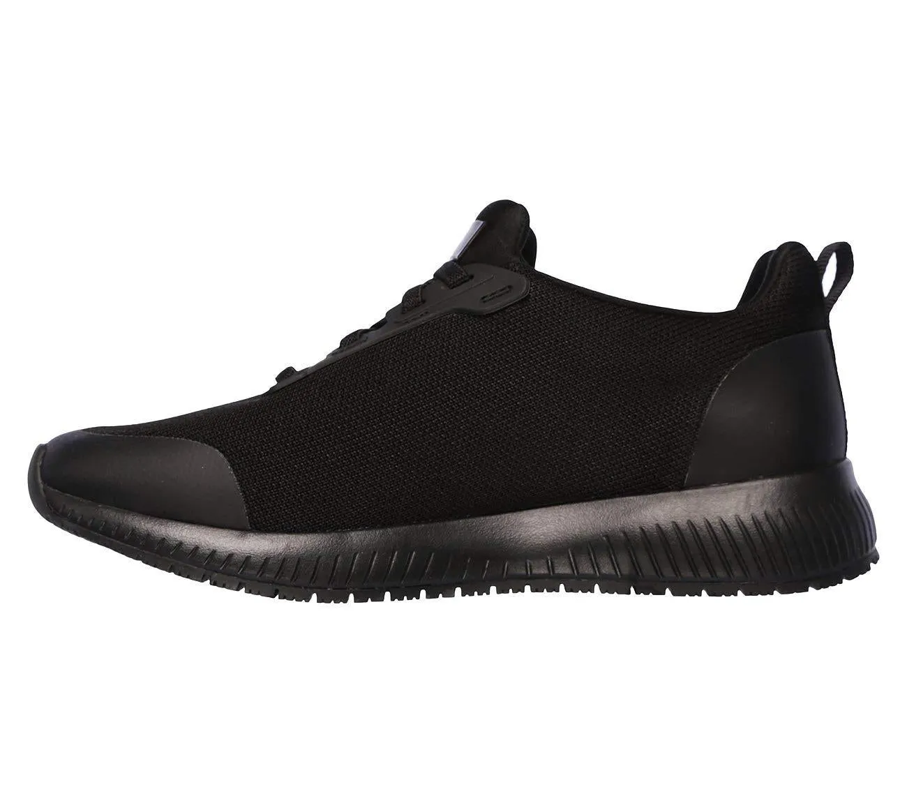 Ladies Skechers Squad Sr Black Slip Resistant Memory Foam Work Shoes 77222EC/BLK