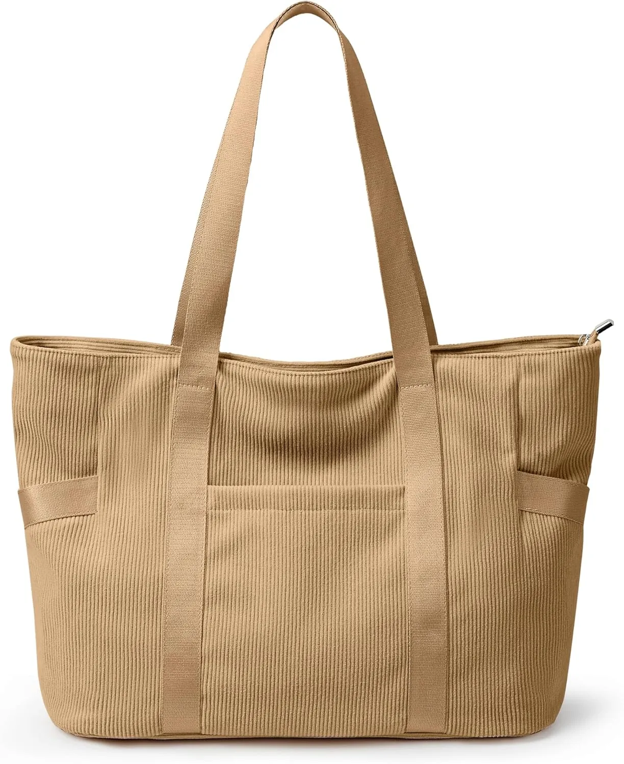 Large Corduroy Tote Bag Women Zipper 24L Anti Splash Casual Shoulder Hobo Handbag Everyday for Stanley Cup Holder