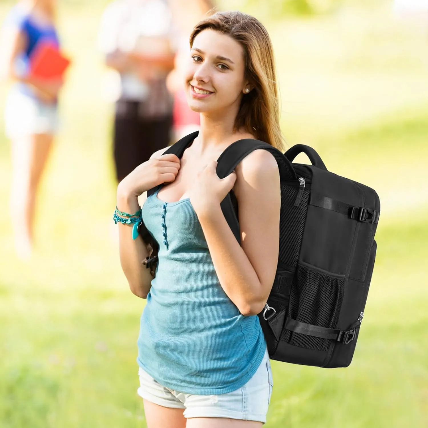 Large Travel Backpack, Carry On Backpack, Personal Item Bag Airline Approved, Lightweight Hiking Backpack, Casual Weekender bag, Laptop Backpack, Black