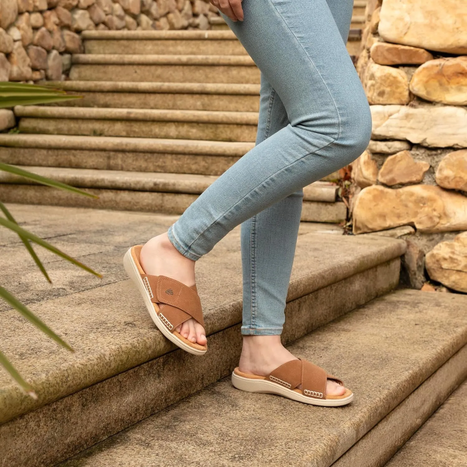LazyStep Women's Orthotic Slide Sandals with Arch Support & Adjustable Straps