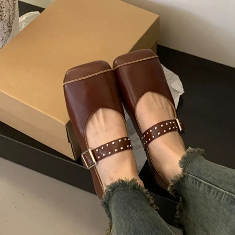LBSFY  -  Ballet Dance Flats Women Loafer Shoes Square Toe Dress Shallow Soft Shoes 2024 Fashion Cozy Designer Spring Casual Femme Shoes