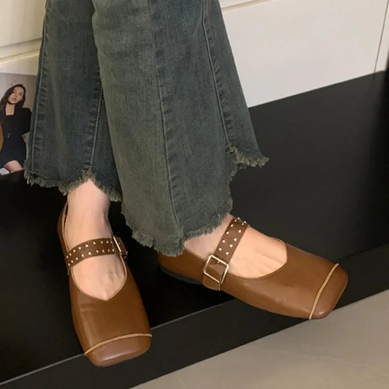 LBSFY  -  Ballet Dance Flats Women Loafer Shoes Square Toe Dress Shallow Soft Shoes 2024 Fashion Cozy Designer Spring Casual Femme Shoes