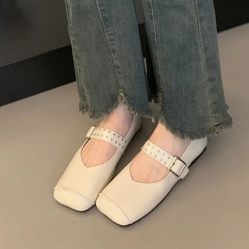 LBSFY  -  Ballet Dance Flats Women Loafer Shoes Square Toe Dress Shallow Soft Shoes 2024 Fashion Cozy Designer Spring Casual Femme Shoes