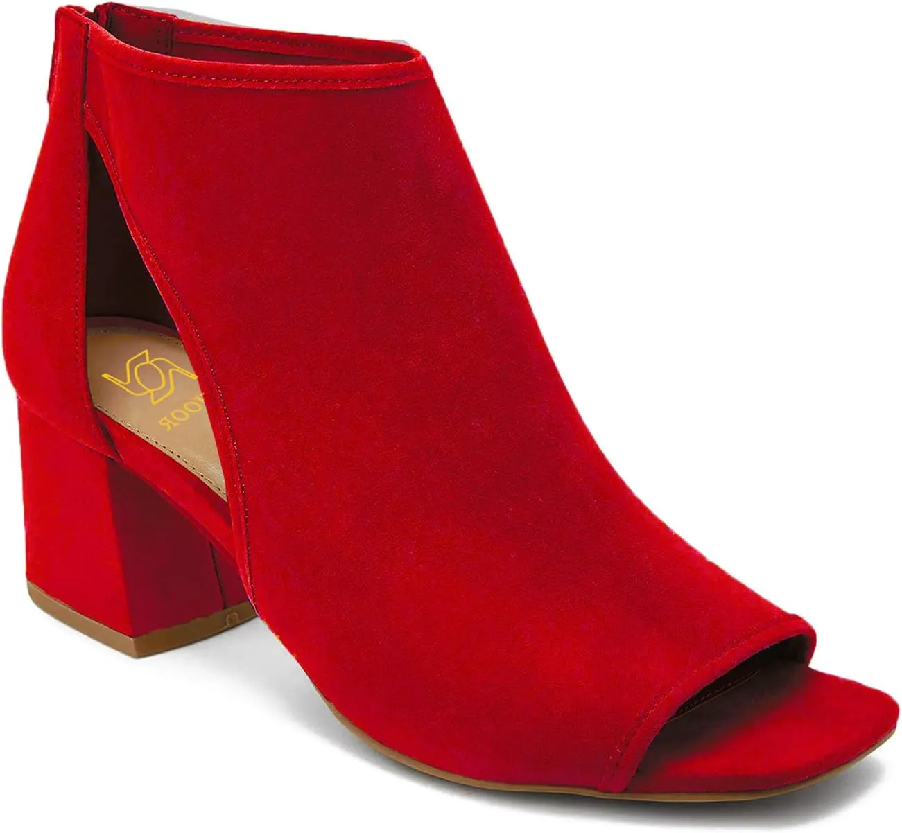 LEHOOR Women Chunky High Heel Booties Suede Open Toe Side Cut-Out Ankle Boots Back Zipper Matte 2” Block Stacked Heel Summer Casual Dress Heeled Ankle Sandal Booties Size 4-13 M US