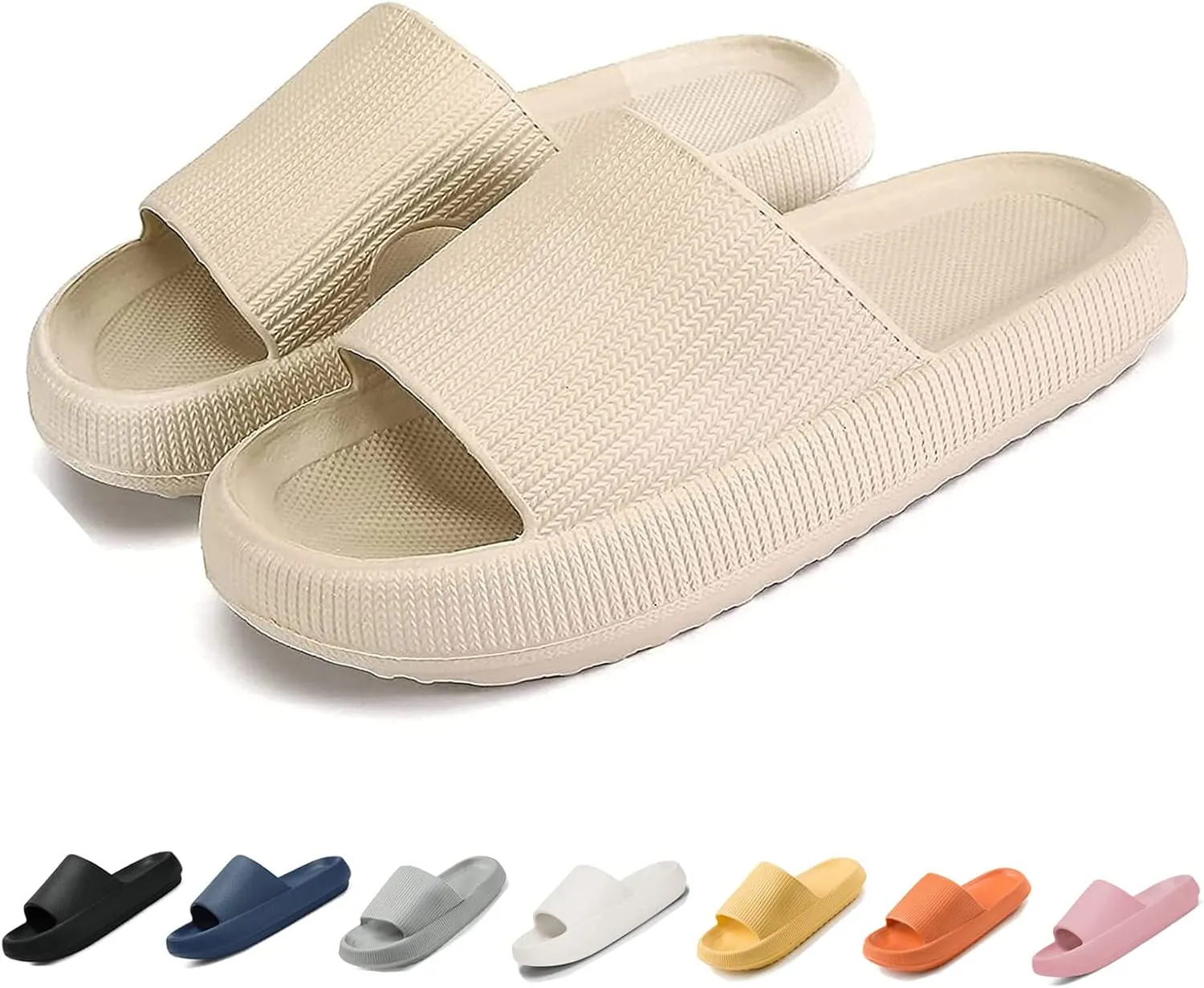 LELEBEAR Cloudies Slides for Women, Super Comfy Soft Foam Slides, Non Slip Shower Bathroom Slides